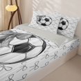thumbnail image 3 of Homewish Soccer Ball Games Zipper Full Size Comforter Sets with Fitted Sheet and 2 Pillowcases For Kids,Cartoon Bowknot Pattern Zipper Bedding Set For Kids Girls,Lightgray Reversible,4 Pieces, 3 of 7