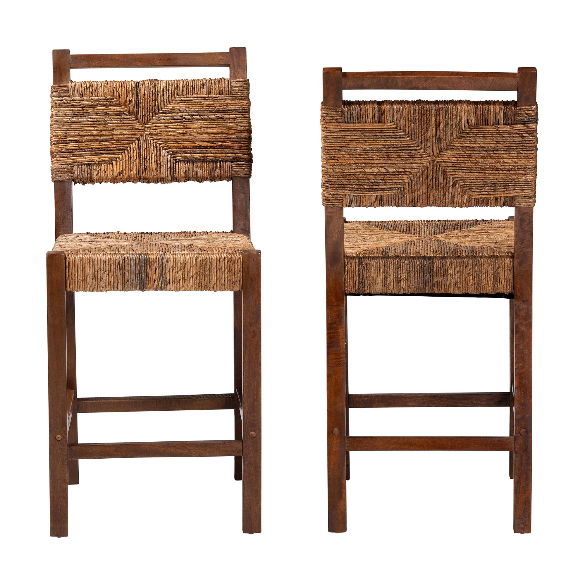 bali & pari Cordoba Boho Counter Stool, Set of 2, Natural Seagrass