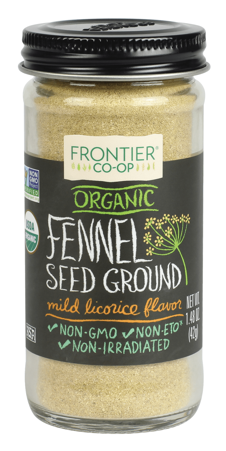 Frontier Coop Fennel Seed Ground Certified Organic 1.48 oz. bottle