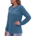 thumbnail image 4 of MOSHU Crewneck Sweatshirts for Women Decorative Buttons Long Sleeve Shirts Fashion Pullover Womens Sweatshirts Fall Tops, 4 of 8