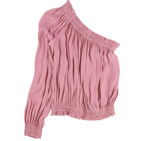 bar III Womens Solid One Shoulder Blouse, Pink, XX-Small