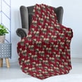 thumbnail image 4 of Rose Soft Flannel Fleece Blanket, Graphic Skulls and Red Rose Blossoms Halloween Inspired Retro Gothic Pattern, Cozy Plush for Indoor and Outdoor Use, 60" x 80", Vermilion Tan Green, by Ambesonne, 4 of 5