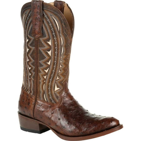 Men's Durango Boot DDB0277 Exotic Full-Quill Ostrich Western Boot Oiled Saddle Ostrich/Full Grain Leather 10 M