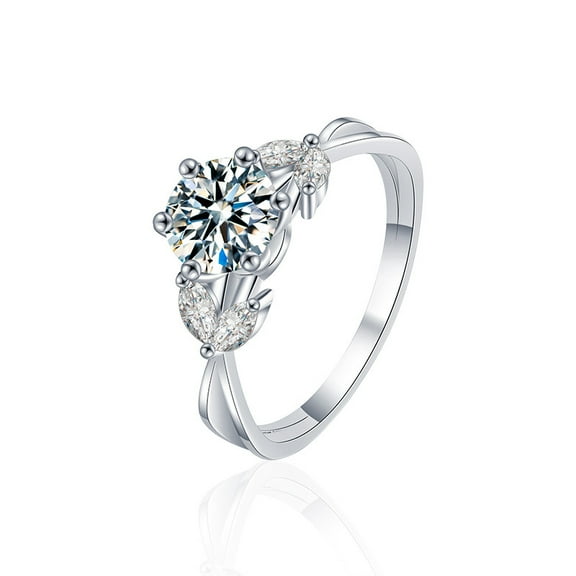 Whudwhu 1 Carat Moissanite Flower Ring in Silver for Women Diamond Rings