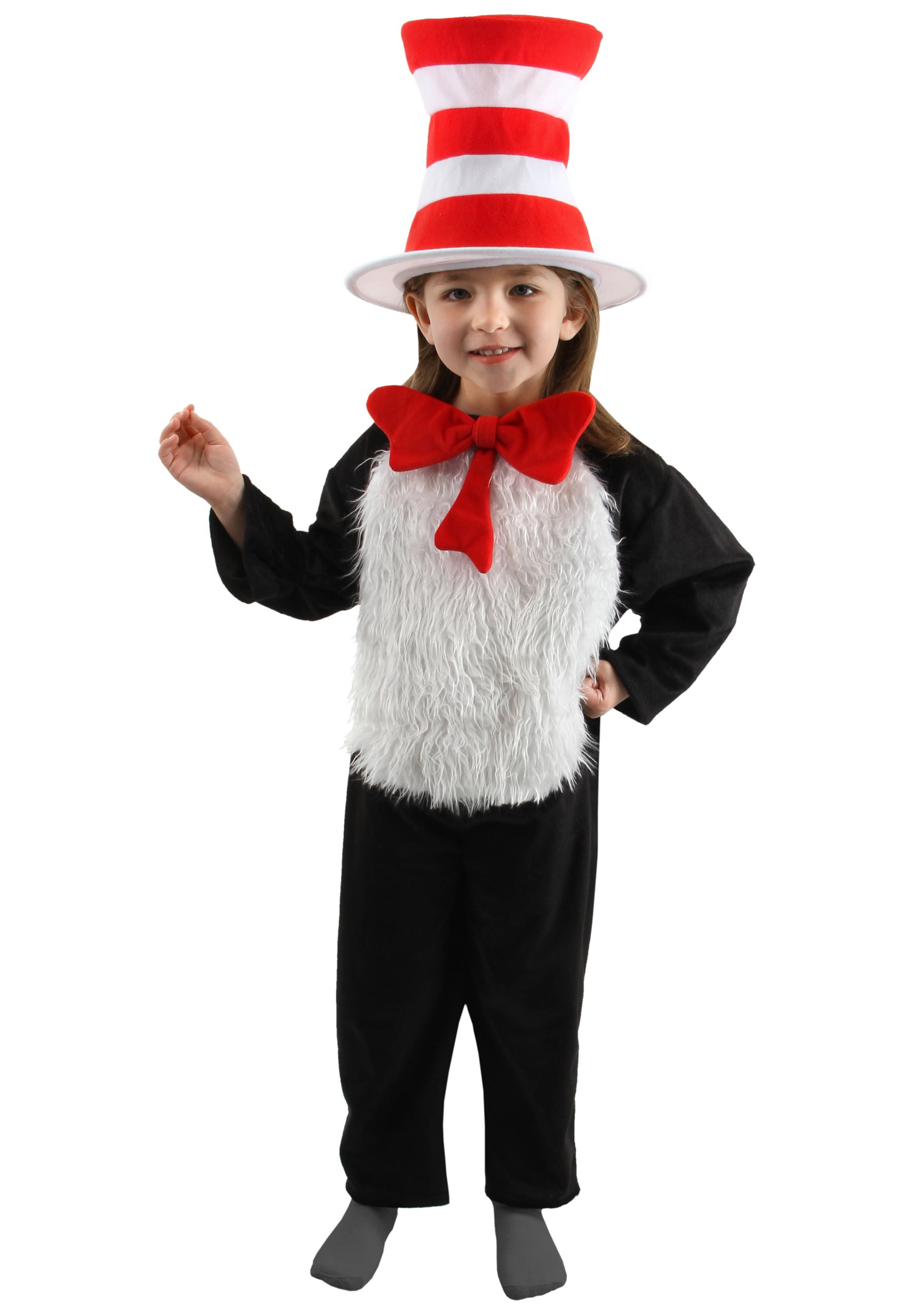 WORLD BOOK DAY RED WHITE STRIPED HAT GLOVES TIE FANCY DRESS COSTUME CAT KIDS BOY