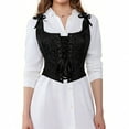 thumbnail image 2 of Kilaqueen Vintage Print Corset Tops For Women Renaissance Lace Up Overbust Boned Top Bowknot Shapewear Vest Tops, 2 of 9