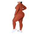 thumbnail image 2 of Plus Size Women’s Two Piece Outfit Solid Color Long Sleeve Top and Pants Casual Matching Set Relaxed Fit Comfortable Everyday Wear, 2 of 4
