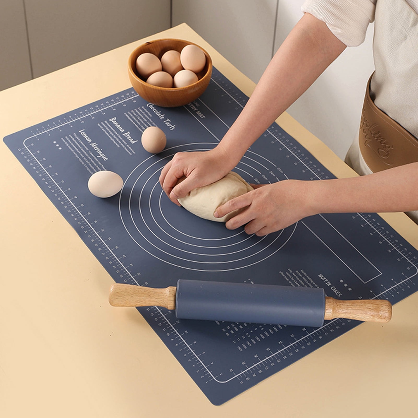 Silicone Baking Mat, Silicone Dough Rolling Mat, Silicone Pastry Mat, 24X16 Inch Large Non slip Silicone Baking Mat with Measurements, Dough Rolling Mat, Fondant and Pie Crust Mat