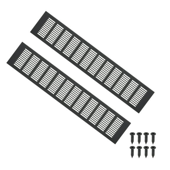 Uxcell 20"x4" Rectangle Air Vent Cover 2pcs Door Grille Ventilation Cover Louvered with Screws for Cabinet Black