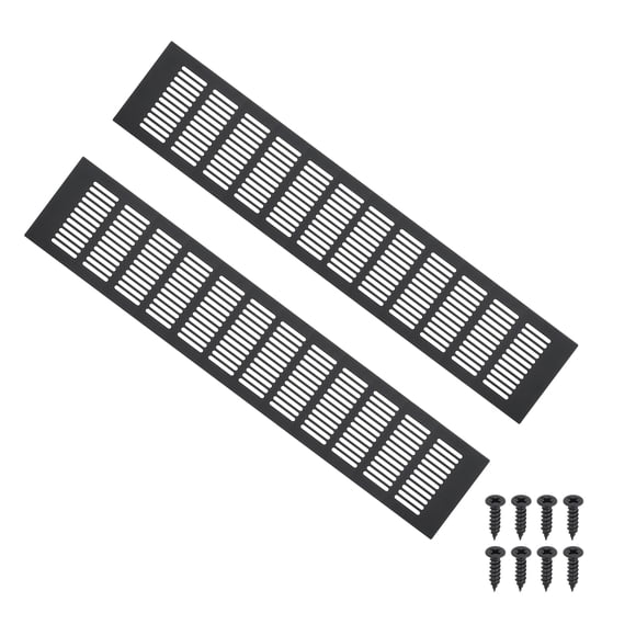 Cubierta de Ventilación Rectangular Uxcell 20"x4" 2pcs Rejilla de Ventilación con Tornillos para Armario Negro