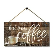 But First Coffee Signs Vintage Wood Wall Hanging Art Plaque by 11.5" x 6''