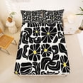 thumbnail image 5 of Homewish Boho Daisy Flower Bed Sheets,Contemporary Aesthetic Full Size Sheets,White Black,4-Piece,1 Flat Sheet, 1 Fitted Sheet and 2 Pillowcases, 5 of 6