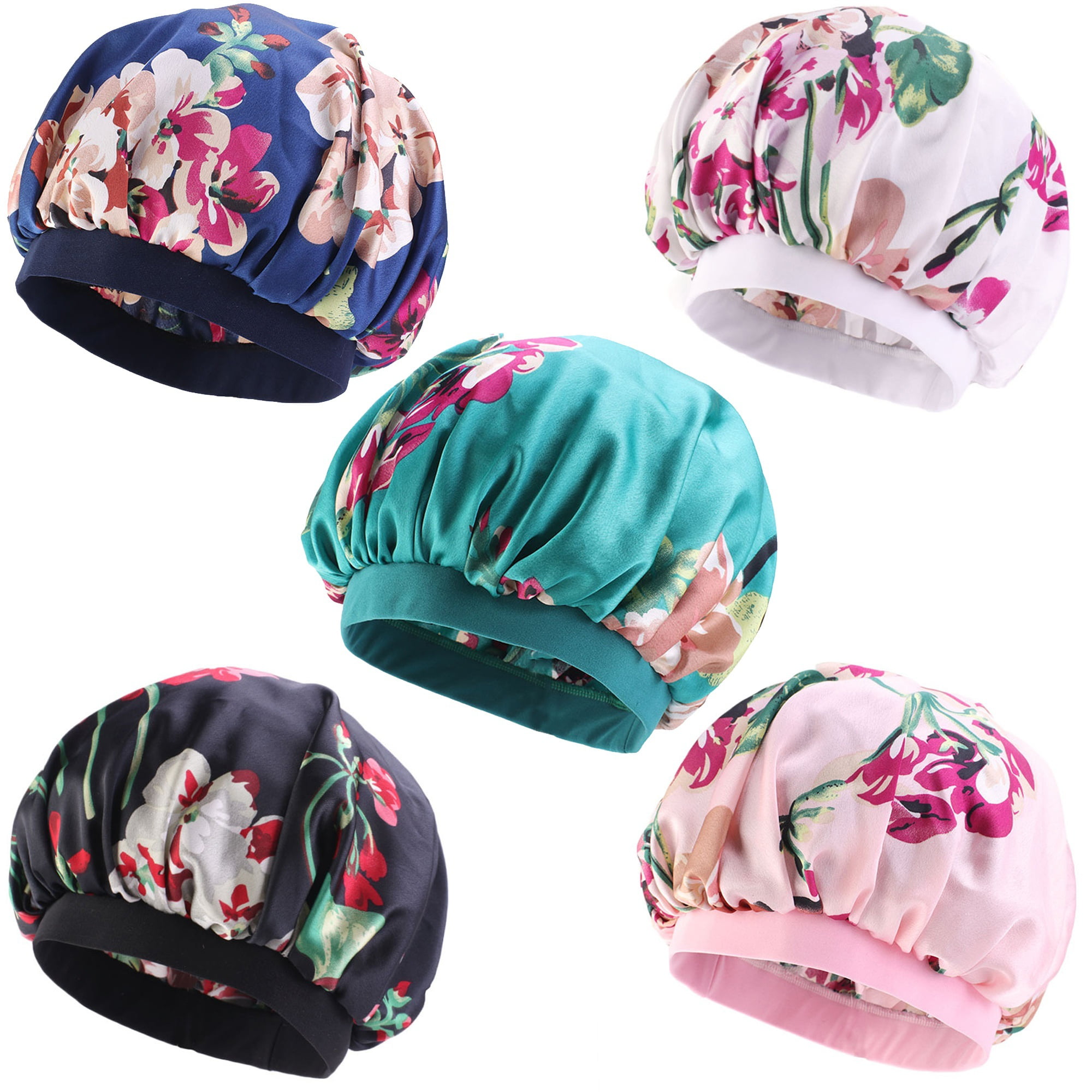 US Silk Night Sleep Cap Hair Care Bonnet Hat Head Cover Satin Wide ...