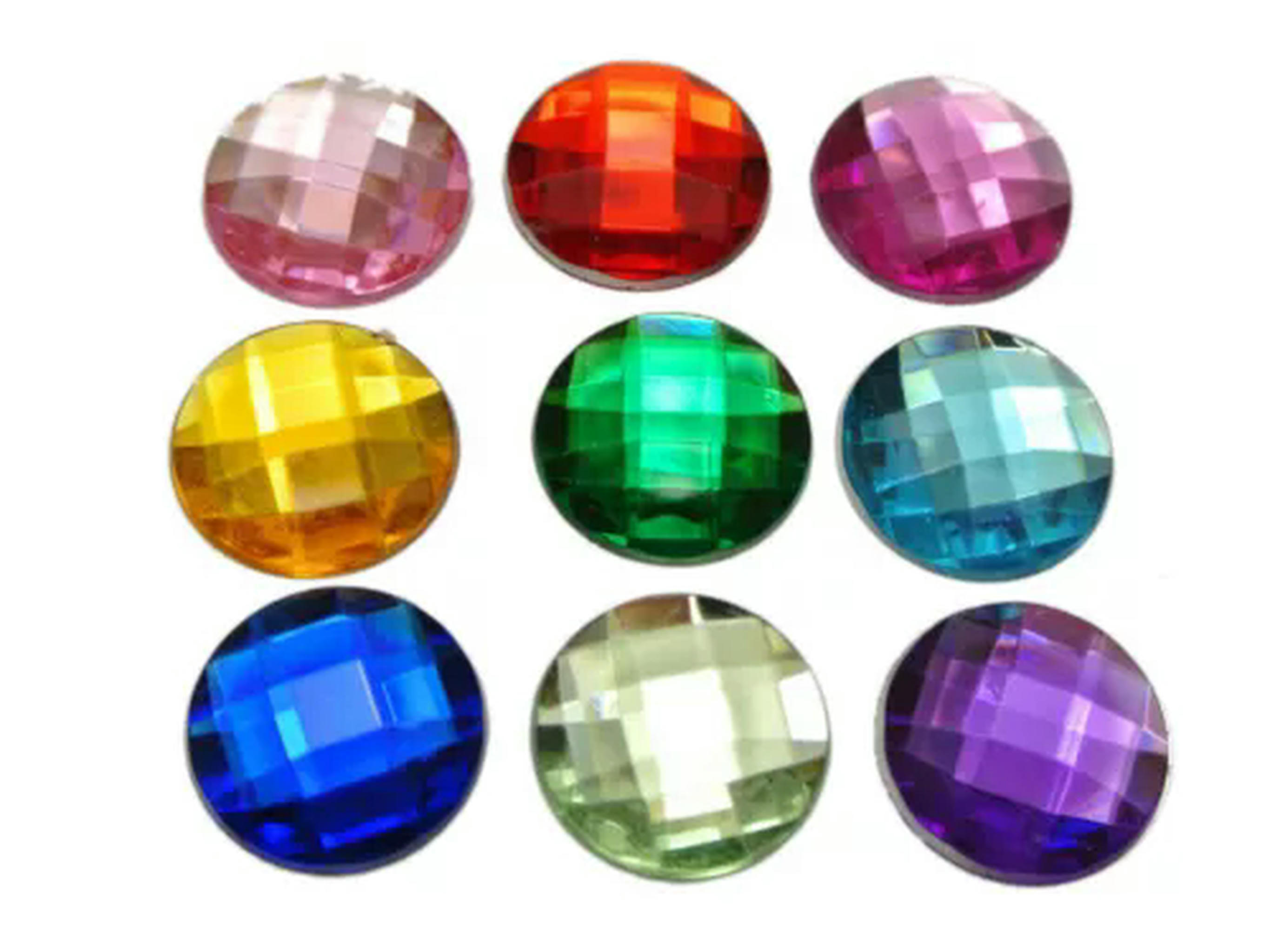 EOEMY 500 Acrylic Flatback Faceted Round Rhinestone Gems 16mm No Hole Color For Choice-Black