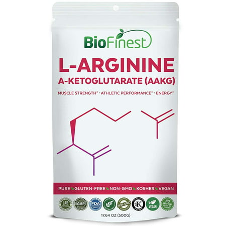Biofinest L-Arginine A-Ketoglutarate (AAKG) Powder - Pure Gluten-Free Non-GMO Kosher Vegan Friendly - Supplement for Healthy Blood Flow, Muscle Strength, Energy, Athletic Performance