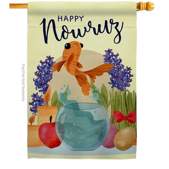Ornament Collection H192442-BO Happy Nowruz Holiday Celebration Double-Sided Garden Decorative House Flag, Multi Color
