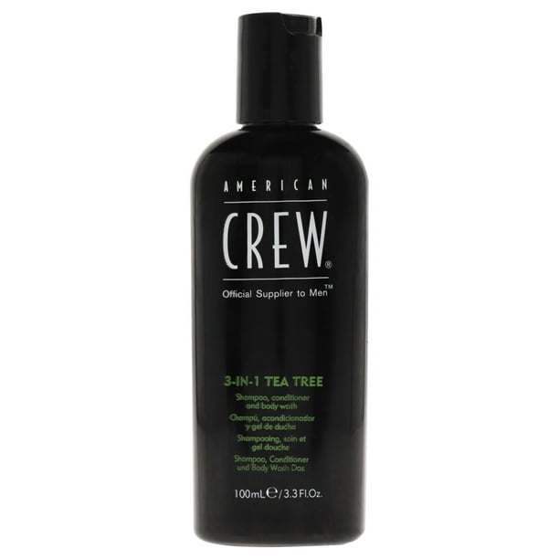 Champú, acondicionador y gel de baño de árbol de té 3 en 1 de American Crew para hombres - Champú de 3,3 oz