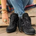 thumbnail image 4 of CAROOTU Nouvelles Bottines Rétro en Daim pour Femmes Chaussures de Luxe Mates avec Frange, 4 of 6