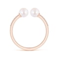 thumbnail image 2 of Angara Two Stone Japanese Akoya Cultured Pearl Open Stackable Ring in 14K Rose Gold for Women | June Birthstone Jewelry for Her, 2 of 8