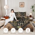 thumbnail image 3 of Castle Fairy Camo Flag Deer Queen Comforter Set 3 Pieces,Oak Vine Distressed Stars Comforter Sets Queen,Olive Black Brown,Black Reversible,1 Comforter and 2 Pillowcases, 3 of 6
