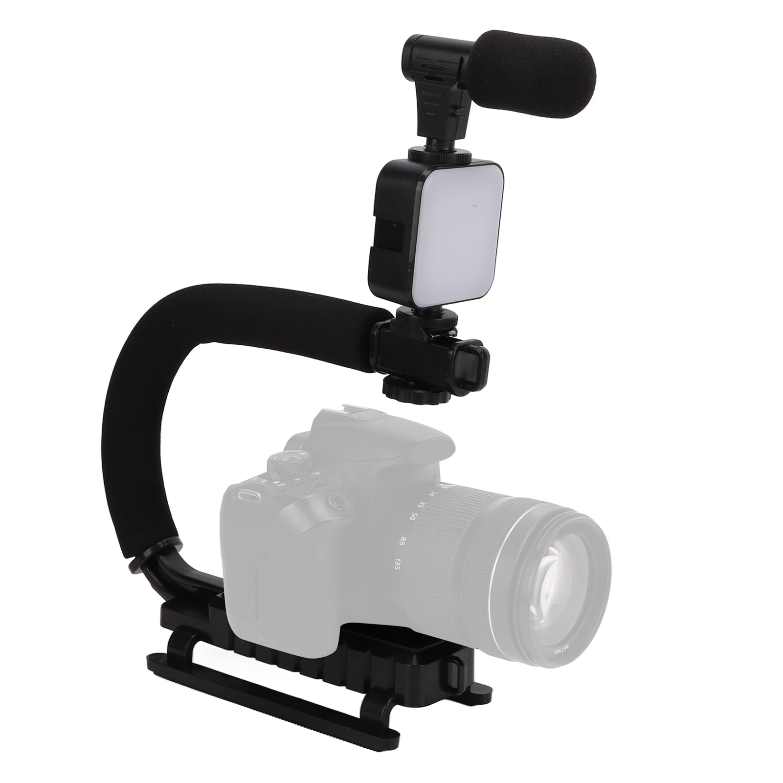 LYUMO Handheld Video Camera Stabilizer With LED Light Microphone