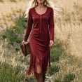 QTBIUQ Womens Long Sleeve Dress Fall Winter Square Neck Front Zip Slim ...