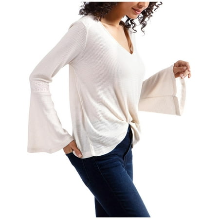 Lucky Brand Womens Flare Sleeve Casual Thermal Top