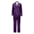thumbnail image 5 of Matching Pajamas for Family Long Sleeve Button Down Pj Set Holiday Casual Loungewear Soft Xmas Silk Pjs Two Piece Sets (Mom, Purple, Size M), 5 of 8