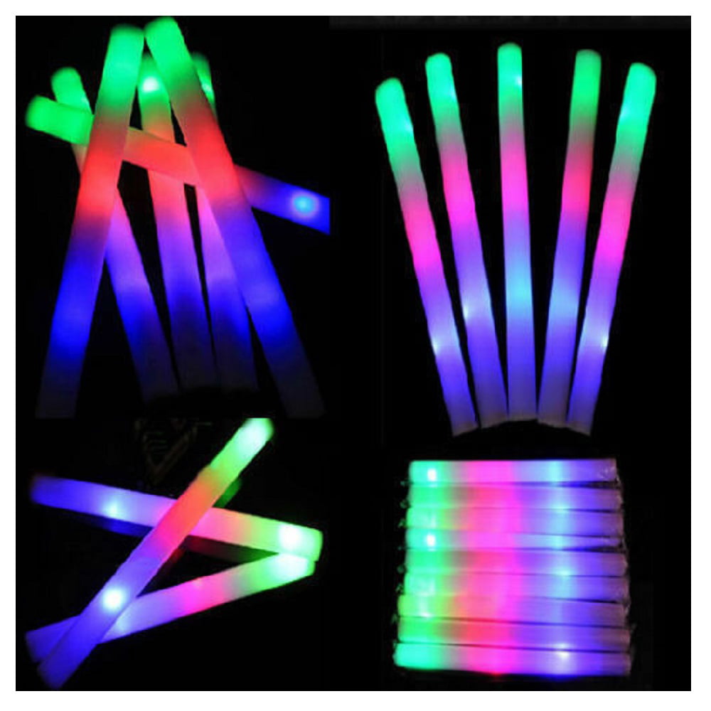 10 Light-Up Strobe Sticks Flashing Patrol Wands LED Glow Blinking Rave Party EDC 