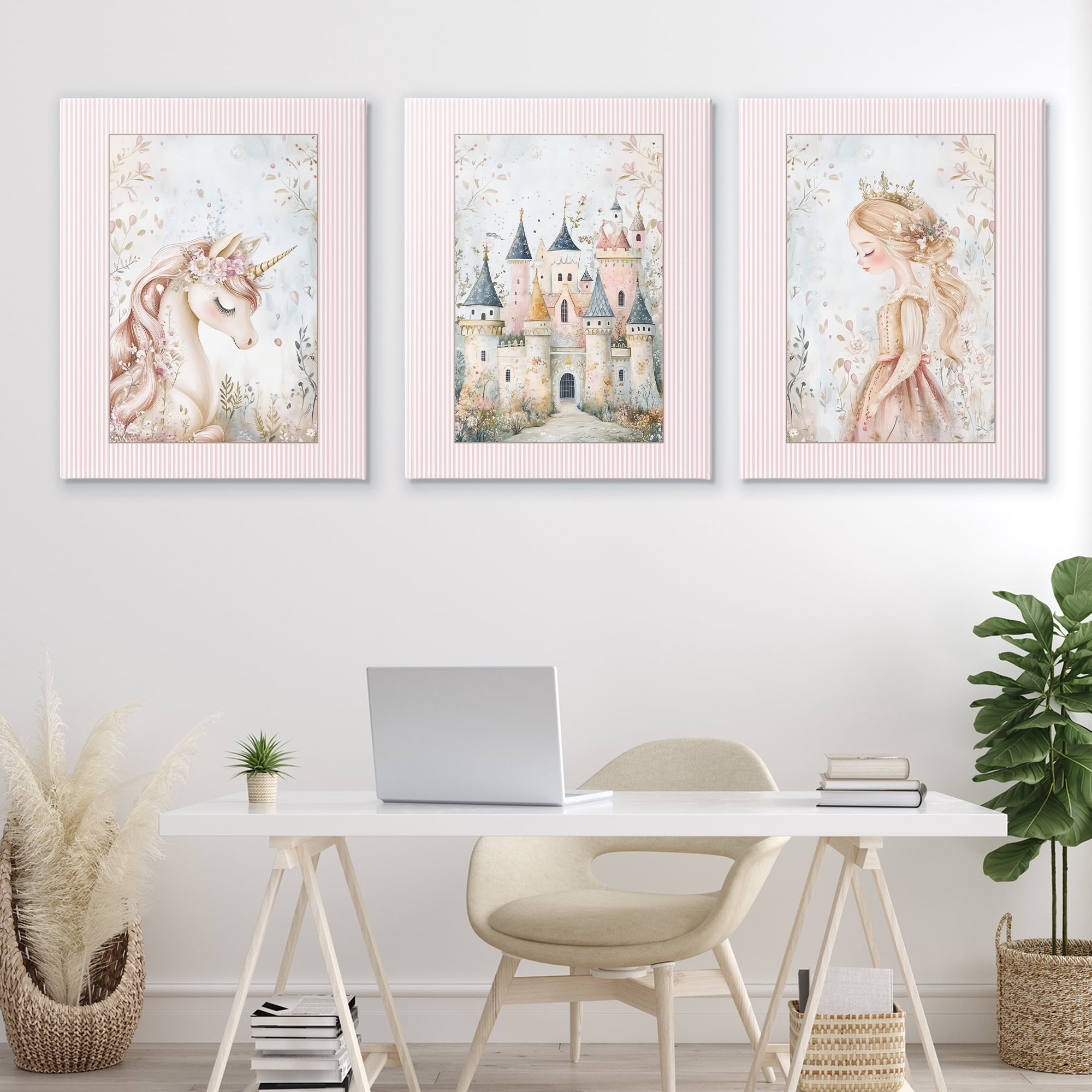 Stupell Industries Fantasy Enchanted Dreams 3 Piece Canvas Wall Art Set, design by Christine Simpson Art