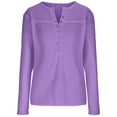 thumbnail image 4 of Yuyuzo Womens Long Sleeve Fall Tops Half Button V Neck Loose Fitted Shirts Comfy Textured Blouses, 4 of 5