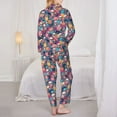 thumbnail image 3 of Pajama Sets for Women 2 Pcs, Skull flower leaf Plaid Button Down Long Sleeve Sleepwear Lounge PJ Sets, 3 of 6