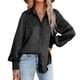 thumbnail image 1 of Camisa de manga larga con solapa Camisa con botones lavable a máquina suelta de fibra de poliéster de moda para mujer Negro XL, 1 of 5