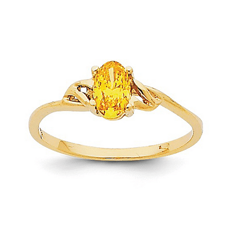 14K Yellow Gold Four Prong Oval Cut Citrine Ring - Walmart.com