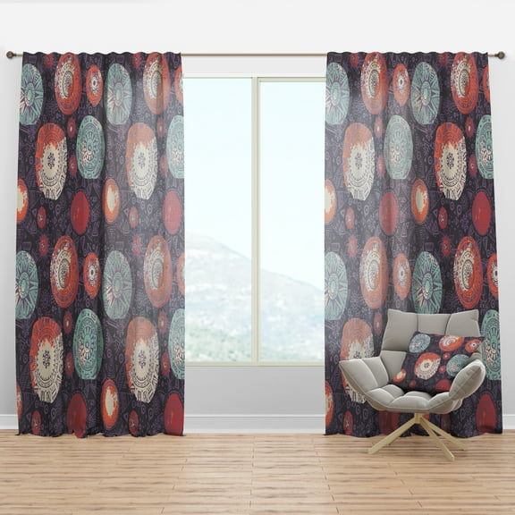 Designart 'Graphic Doodle Suns With Pattern' Modern & Contemporary Curtain Panel