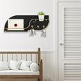 thumbnail image 4 of Arikago Key Holder for Wall, Modern Decorative Key and Mail Holder with 2 Floating Shelves, Wood Wall Mounted Key Organizer with 3 Gold Metal Key Hooks for Home Entryway, Black, 4 of 6