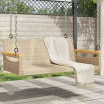 vidaXL Swing Bench Beige 42.9"x24.4"x15.7" Poly Rattan