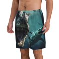 Adobk Underwater Dinosaur Shark Print Men's Swim Trunks Hawaiian