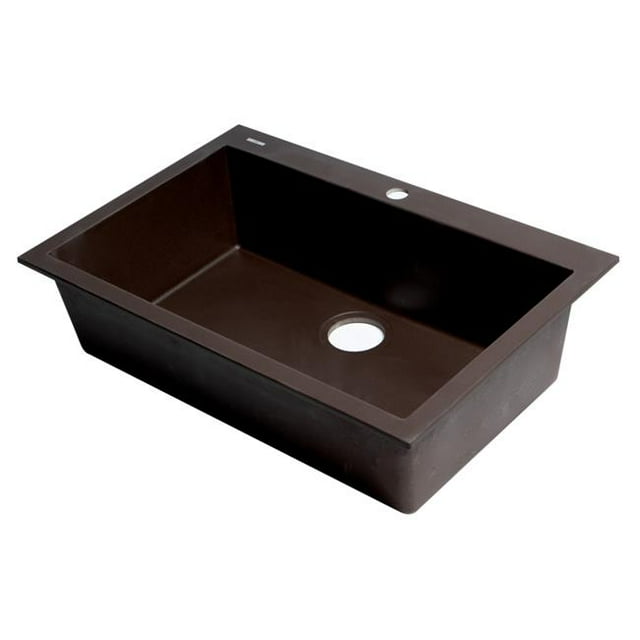 Alfi Brand AB3020DI-C Drop-In Granite Composite 29.88 in. 1-Hole Single Bowl Kitchen Sink in Chocolate