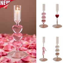 KOYPTL Romantic Glass Taper Candle Holders High Foot Heart-shaped Candlestick Home Decoration Candlelight Dinner Party Wedding Supplies Table Centerpiece Valentines Day Decorations