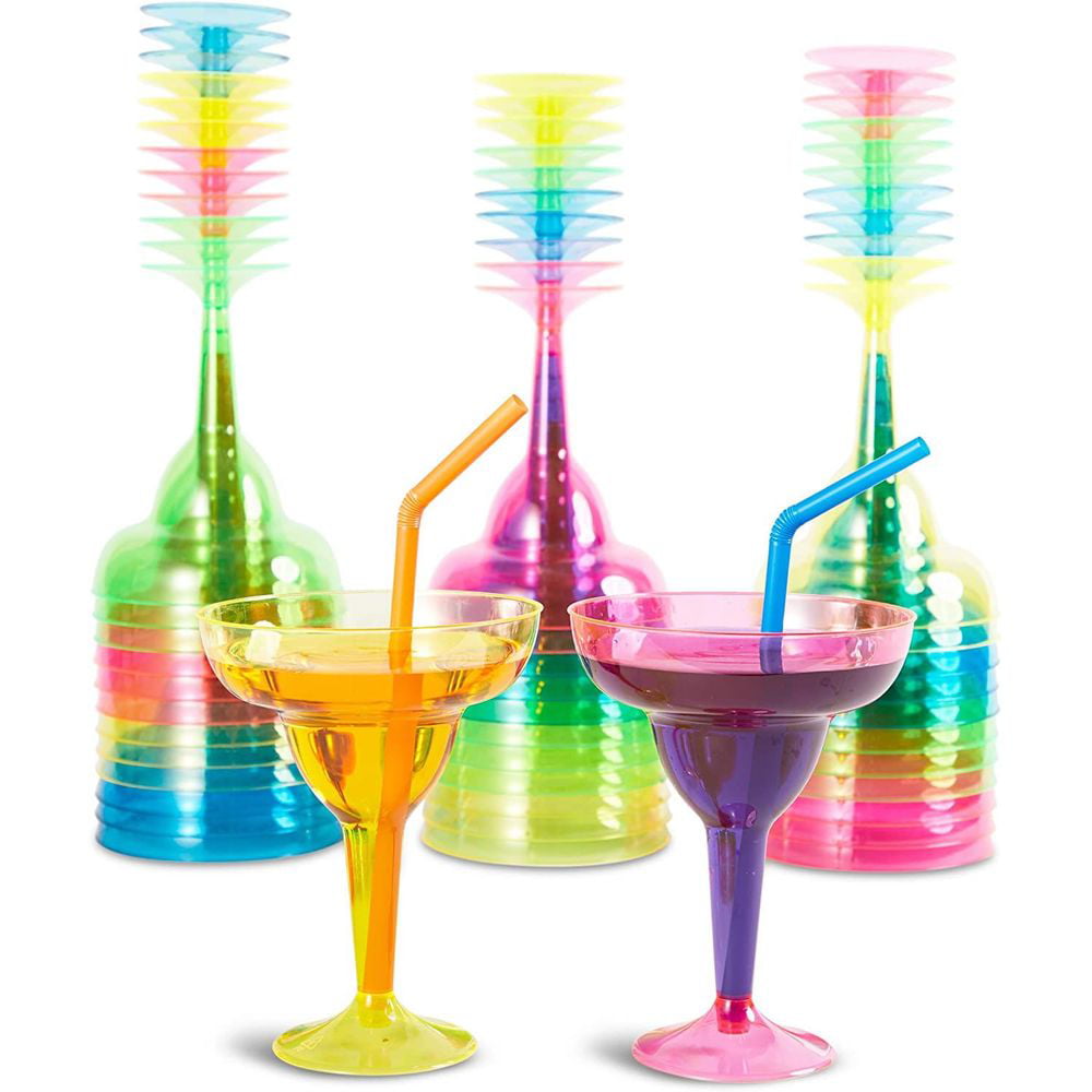 Set of 36 Plastic Margarita Glasses for Cocktails