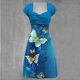 thumbnail image 2 of Gibobby Vestido casual de verano para mujer Vestido de manga corta con estampado de posicionamiento de cuello cuadrado retro con figura elegante informal para (Azul,G), 2 of 3