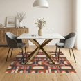 thumbnail image 3 of ODIKA 5'x7' Terracotta Geometric Retro Washable Area Rug Bold Mid Century Modern Design With Dynamic Shapes for Small Living Room, Bedroom, Easy Care, Non-Shedding, Pet Friendly, 3 of 7