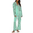thumbnail image 4 of Womens Pajama Set Striped Long Sleeve Button Down Shirt with Pants Sleepwear Pjs Lounge Sets, 4 of 10