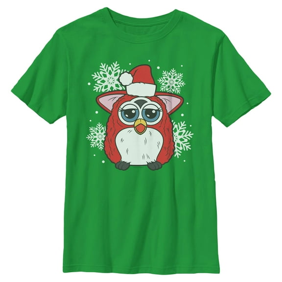 Boys Furby Santa Hat and Snowflakes T Shirt