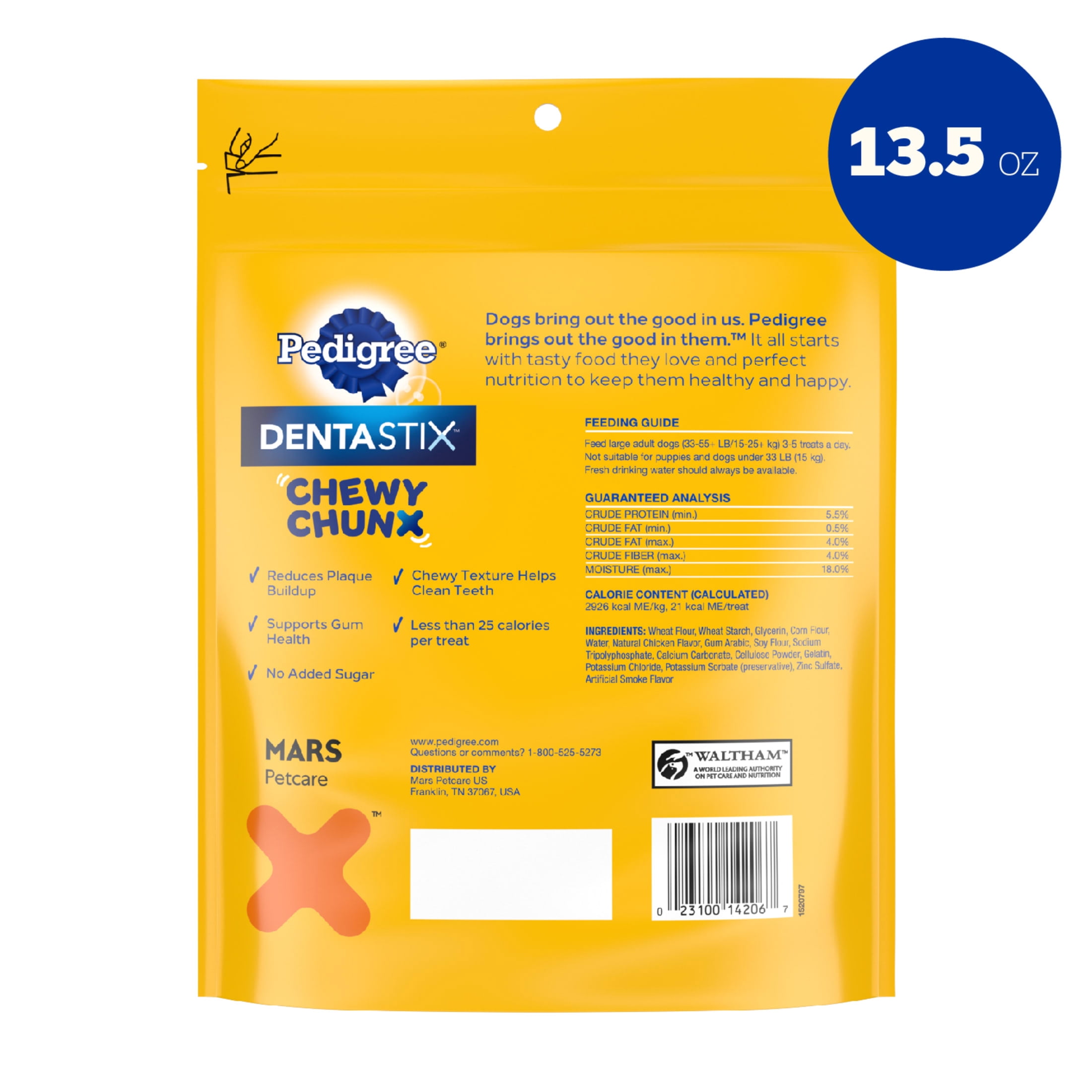 (2 pack) Pedigree Dentastix Chewy Chunx Large Dog Dental Treats Chicken Flavor, 13.5 Oz. Bag