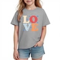 thumbnail image 2 of Girls' Valentine's Day Shirt Cute Love Heart Graphic Short Sleeve Tee Soft Cotton Top for Kids Girls 4-10 Years Gray,Size 3 T, 2 of 9