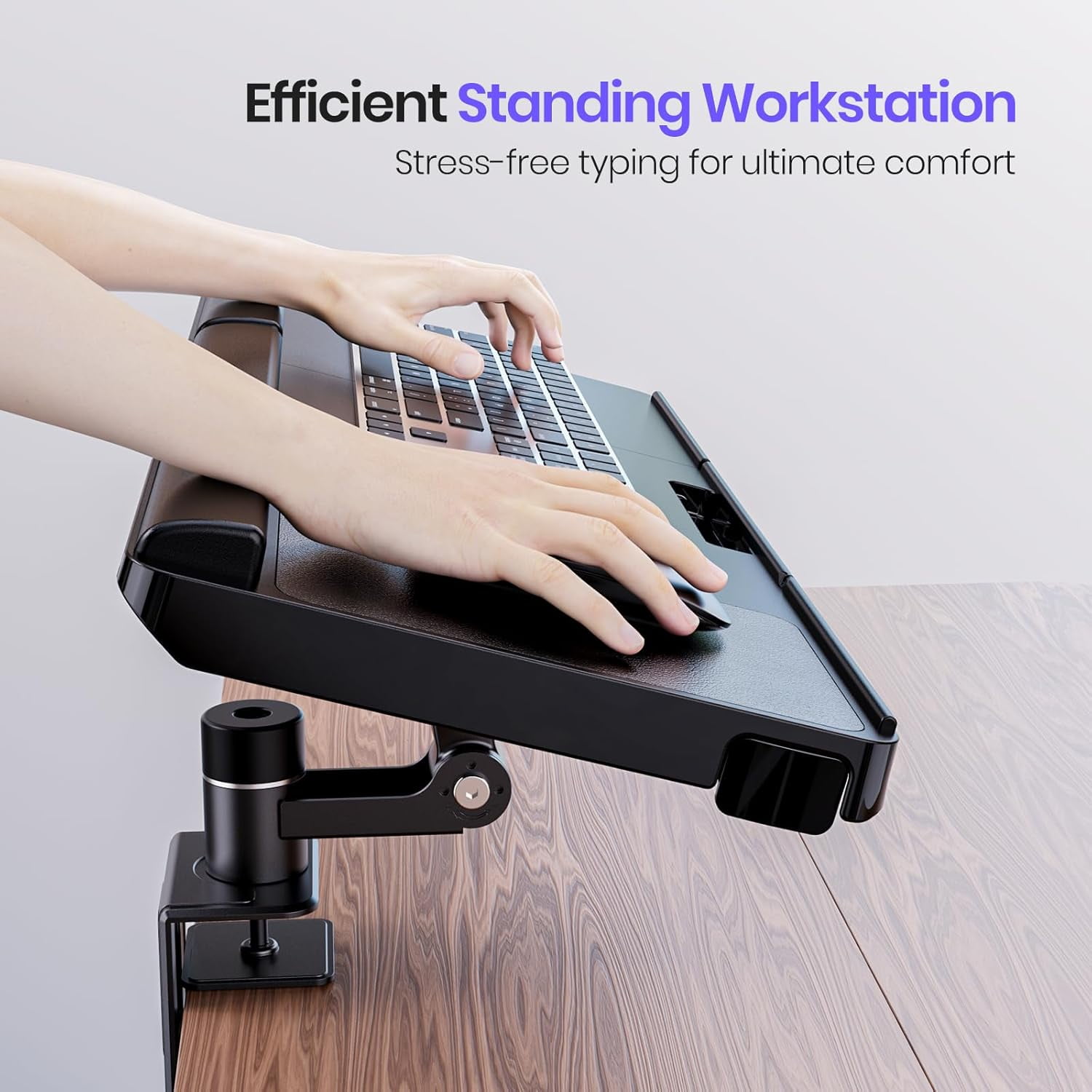 Upgraded Adjustable Keyboard Tray with 360° Rotation, 24.4" x 10" - Black