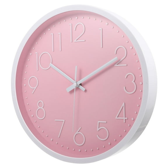 UPOUART 1Set Kids Room Clocks Pink Round Plastic Glass For Home Decor