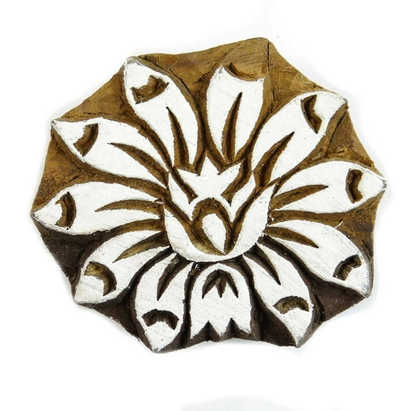 Hand Carved Printing Block Wooden Textile Stamp Floral Stamp Wood Block Art Stamp